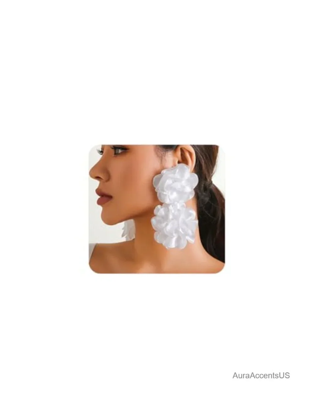 Chunky Big Flower Earrings Women's Floral Statement Dangle Drop Stud Backing